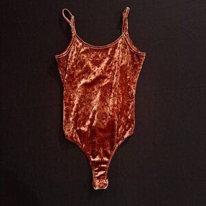 Rozzolo Velvet Rust Orange Dark Mauve Snap Bodysuit Juniors Size Small